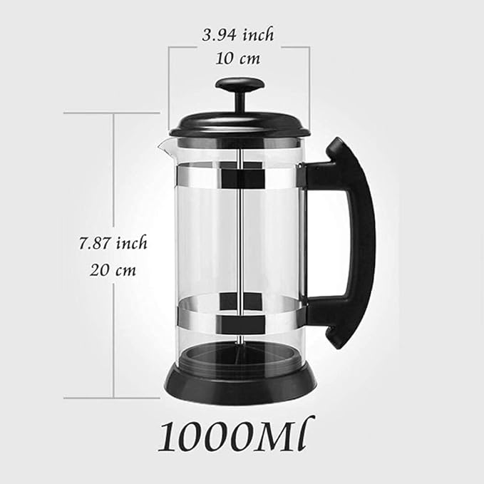 Coffee Maker 304 Stainless Steel Household Hand-Punched Filter Press Pot-Heat Resistant Borosilicate Glasscan Be Used As A Coffee Or Tea Press 34oz (1 Litre)