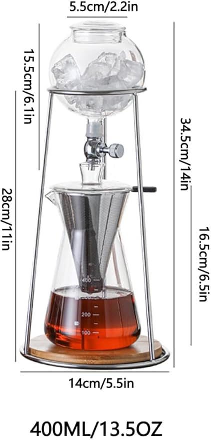 Cold Brew Coffee Maker Slow Drip Ice Coffee Brewer 400ML Borosilicate Glass Pour Over Dripper Coffee for Home Coffee Bar Accessories