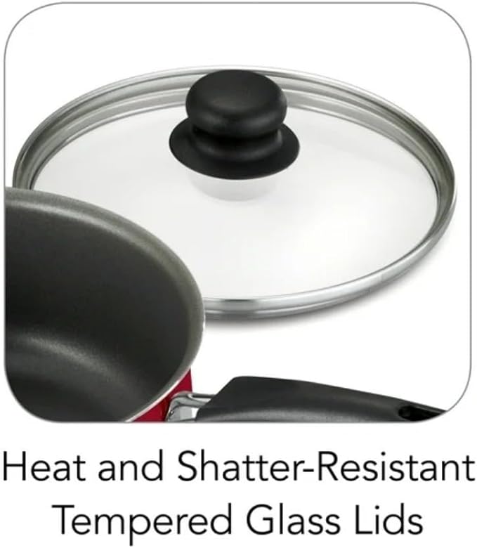 9-Piece Non-Stick Cookware Set – Vibrant Red Finish with Quick Release Surface for Easy Cooking