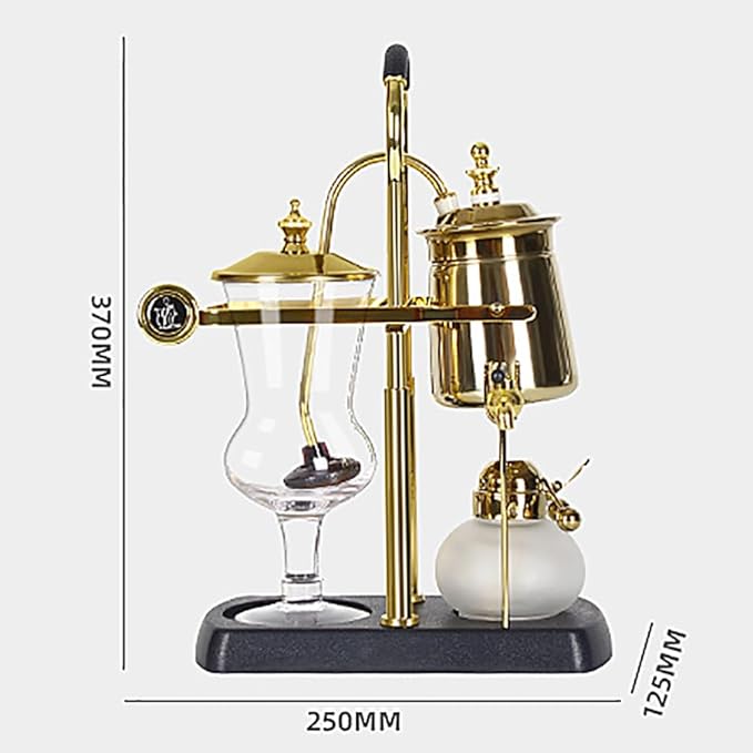 Siphon Coffee Maker 3-5 Cups Detachable Brewer 304 Stainless Steel Mesh and High Borosilicate Heat-Resistant Glass Double Ridged Fulcrum with Tee Handle for Tea
