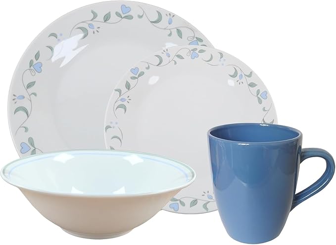 EUROSTAR Blue Meadow 16-Piece Dinnerware Set Service for 4