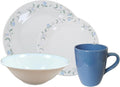 EUROSTAR Blue Meadow 16-Piece Dinnerware Set Service for 4