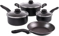7-piece Non-stick Cooking Set with Covered Aluminum Cookware Complete Set of Pots Pans and Bowls Non-toxic and Healthy Safe for The Oven Heated By Induction Stove Black Set