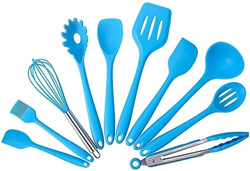 Kn7050 10 in 1 Silicone Kitchen Tool Set(Black) Cookware Set Cookware Picnic Boiler Cookware (Color : Blue)