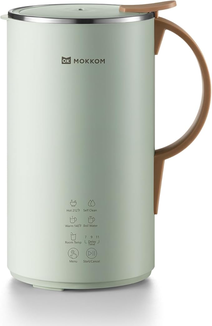 MOKKOM Automatic Nut Milk Maker 20 oz Soy Milk Maker Homemade Almond Oat Coconut Soy Plant-Based Milk and Dairy Free Beverages Almond Milk Maker with Delay Start/Boild Water/Self Clean - Green
