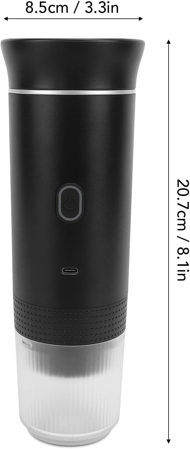 Tnfeeon Portable Electric Espresso Machine Travel Coffee Maker for Camping Car Coffee Maker Self Heating with USB Rechargeable Electric Handheld Car Coffee Machine for RV Hiking Office
