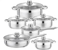 Cookware Set 12-Piece Kitchen Stainless Steel Cooking Pot &amp Pan SetsSafeSaucepanCasserolepan with Glass Lid