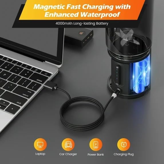 16 oz Portable Blender for Shakes &amp Smoothies Magnetic USB Rechargeable Personal Blenders Mini Juicer Mixer with Handle Lid for Carrying Black