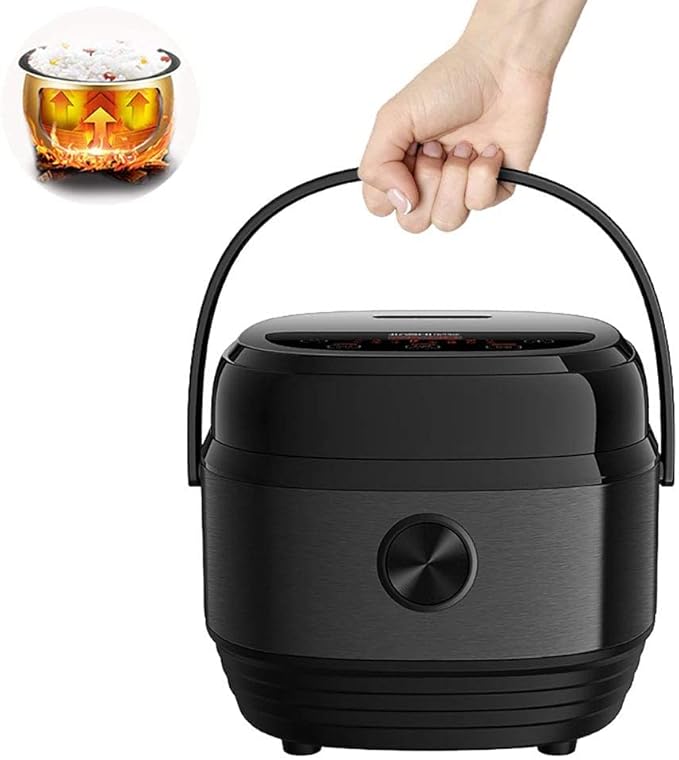 Smart Rice Cooker Mini Multi-Function Household 5L Kitchen Utensils Non-Stick Aluminum Easy To Clean Liner LED Display (Black 5L) (Black 4L)