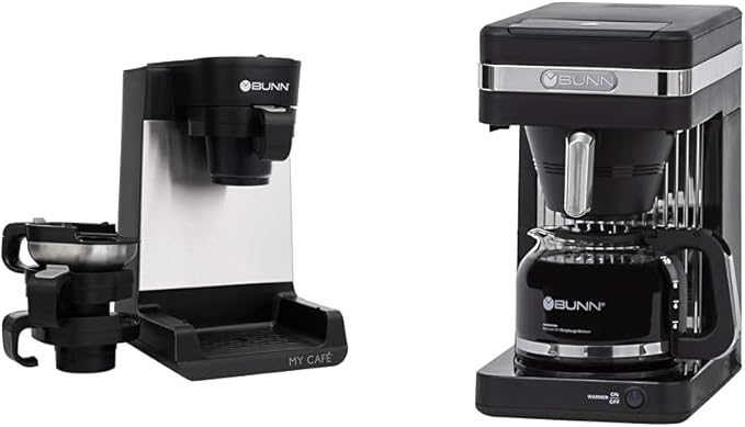 BUNN MCU My Cafe Single Cup Multi Use Coffee Brewer (Black/SST) &amp CSB2B Speed Brew Elite 10-Cup Coffee Maker Black/SST