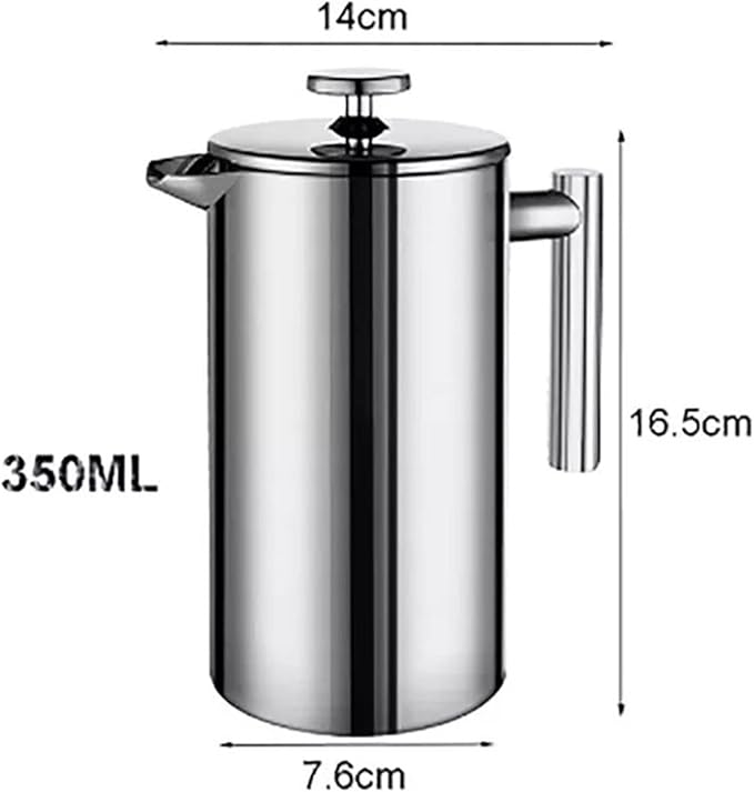 Coffee Carafe Coffee Machine Stainless Steel Coffee Filter Double Wall Large Capacity Manual Coffee Maker Convenient(350ml)