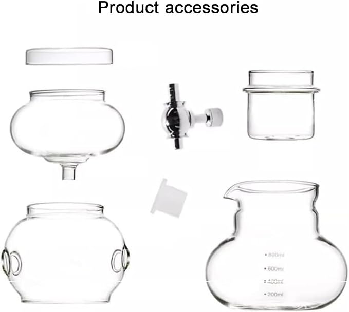 800ml Ice Cold Brew Dripper Coffee Maker Cold Brew Drip Tower with Adjustable Dripe Flow Control Easy to Clean for Home Office Makes 4-6 Cups
