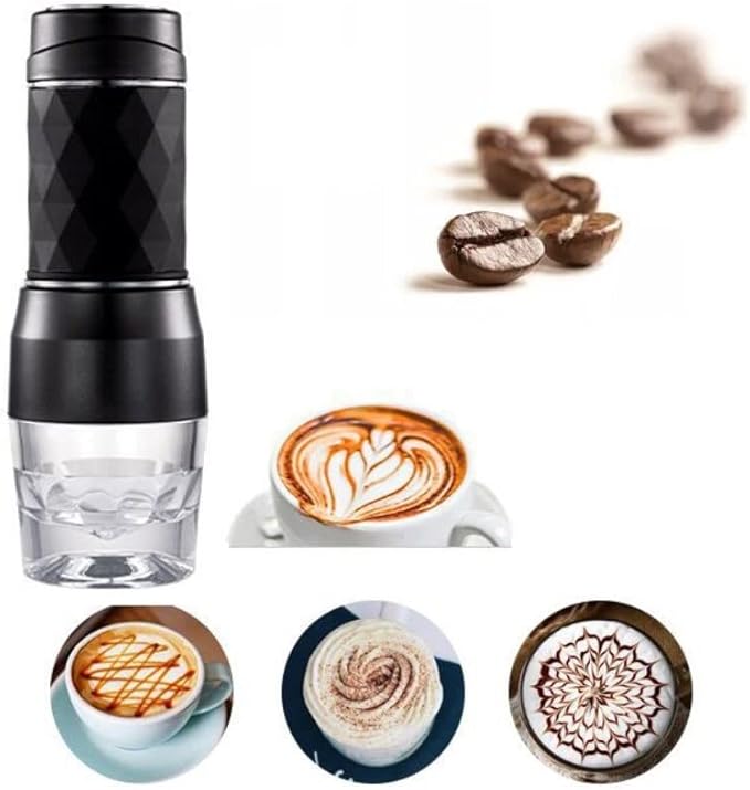 Portable Mini Coffee Machine Home Small Italian Coffee Powder Capsule Dual-use Manual Mini Portable Coffee Machine Two-in-one (Color : Black)