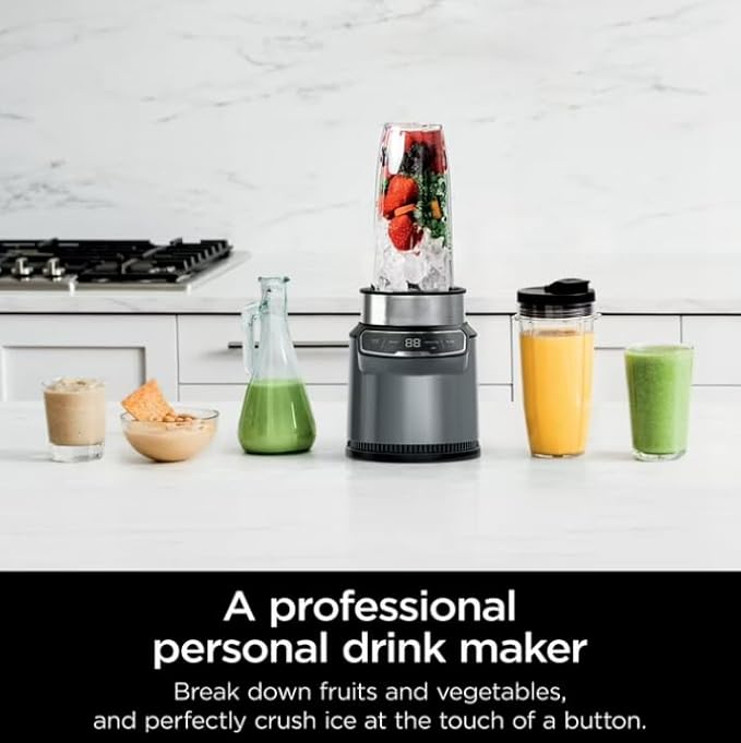 Niinja Nutri Blender Pro with Auto iQ Personal Blender 1100 W Single Server 2 cups 32 oz. Easy Cleanup (model CL 401 A)
