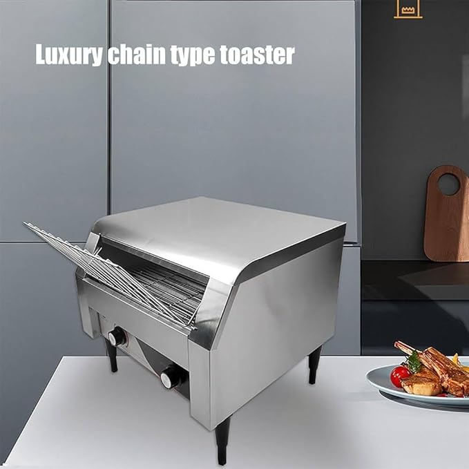 Commercial Conveyor Toaster Oven – High-Efficiency Drawer Toaster (150/300/450 PCS/H) with Dual Heating Tubes Stainless Steel Design for Toasting Bread Bagels and Breakfast Foods(150)