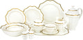 Euro Porcelain 57-pc Banquet Dinnerware Set Luxury Bone China Tableware Service for 8 (2MP) (6664-20)