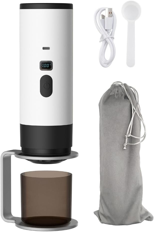 Portable Espresso Coffee Maker Electric Self-Heating 2-in-1 Machine for Travel Car &amp Hiking - Fast Brew Anywhere