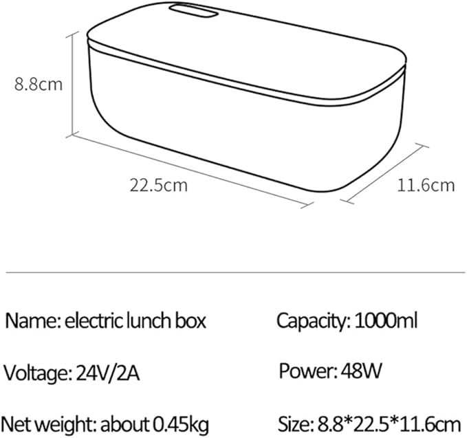 Electric Rice Cooker 1L Heating Box Constant Temperature Food Heater Stainless Steel Household