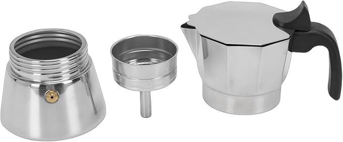 Yosoo Crafted Stainless Steel Italian Coffee Maker Rich Full Bodied Flavor Uniform Heat Distribution Stovetop Easy to and Rustproof Ideal for Home or Outdoor Use (3 Cups 150ML)