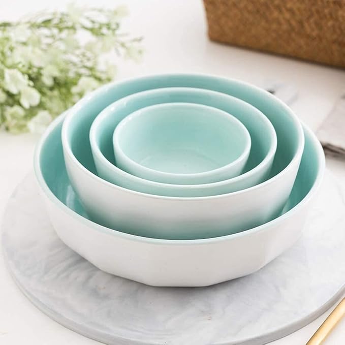 Ceramics Dinner Set Kitchen and Dining Service Fine Porcelain Kitchen Dinnerware Set Dinner Salad Appitizer Dessert Plate Bowls Plates and Bowls Set for Picnic RV Use Creativity Villa Table Decor