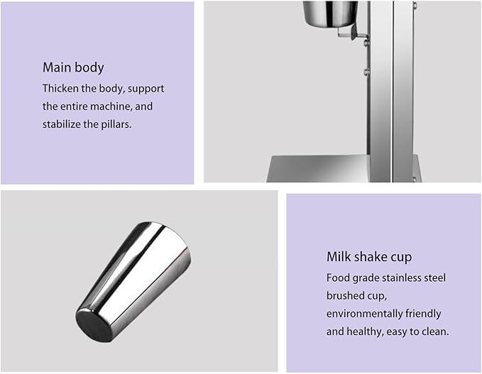 Milkshake MakerElectric Drink Mixer Commercial Milkshake Blender2 SpeedsStainless Steel 180W 18000RMP Speed Adjustable with Mixing Cup