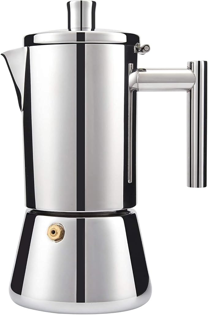 Stainless Steel Stovetop Espresso Moka pot - Cuban Coffee maker Italian for Induction gas or electric stoves