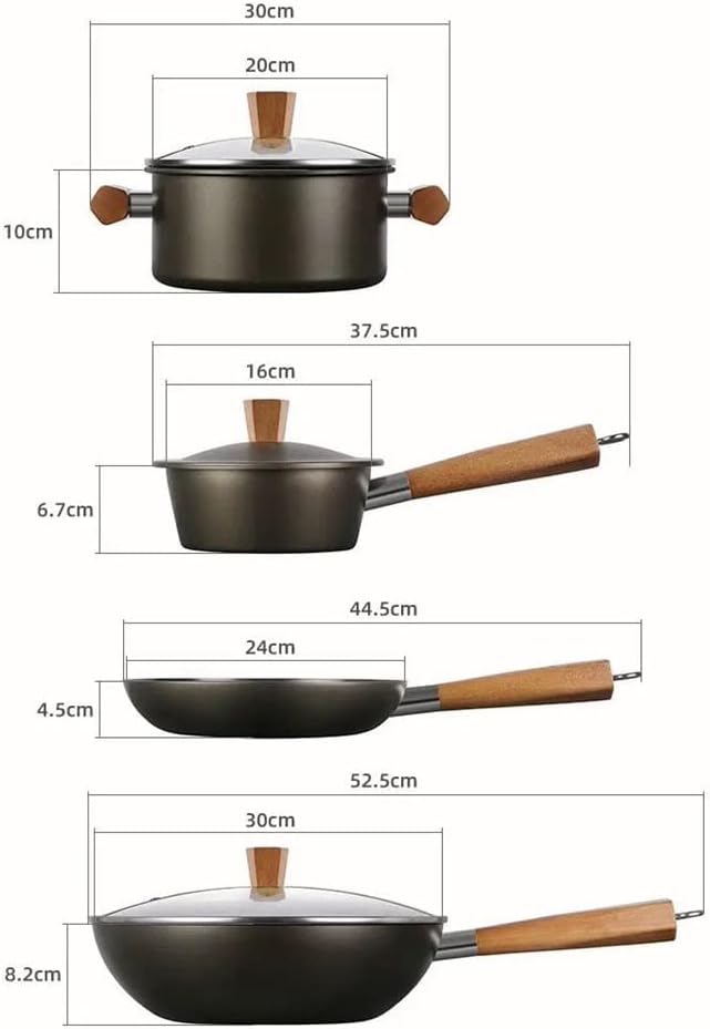 Pot Set Set Wok Soup Pot Milk Pot Ceramic Non-Stick Pot 4-Piece Set with Cover Kitchen Cooking Pot