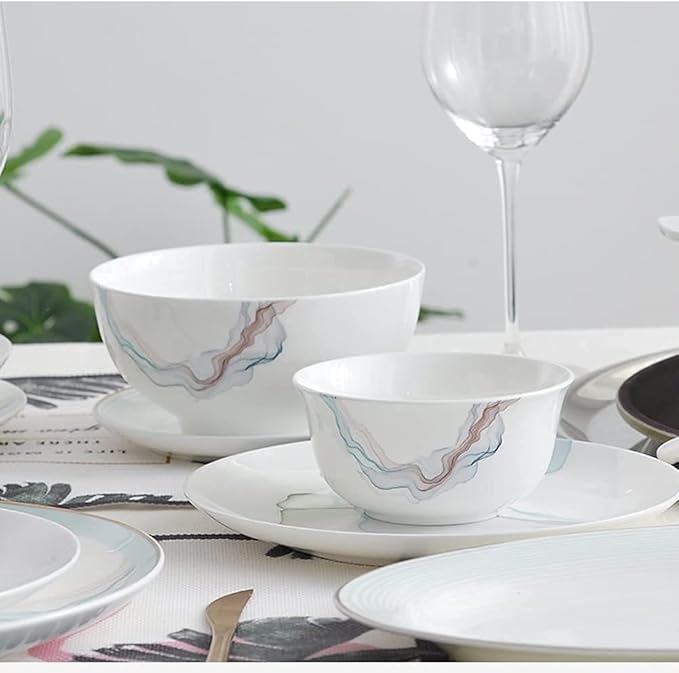 Dinnerware Sets - Luxury Gift Dishes Service Set 30PCS Chinese Style Bone China Dinnerware Set Household Phnom Penh Ceramic Bowl Dishes Plate Service for 3