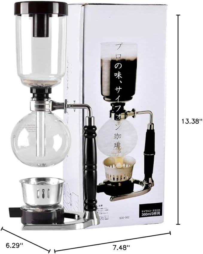 5 CupSiphon Coffee Maker with Wooden Handle syphon coffee brewer coffee siphon Vacuum Brewer Pot Syphon Machine Glass Drip Coffee Maker Set Siphon Syphon Coffee Maker