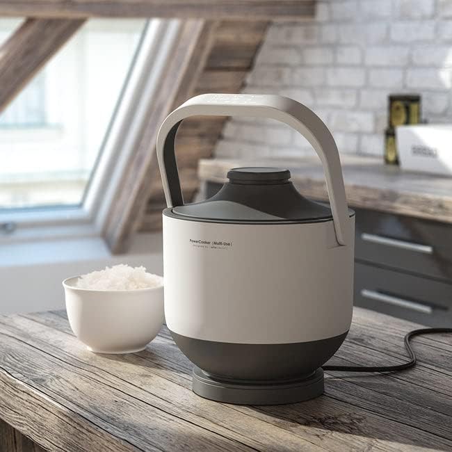 DesignNest PowerCooker Multi-cooker Steamer Auto Warmer Fast Cooking Portable Pot Detachable Heating Base 5 Cooking Models Touch Control Panel Soup Rice Stews Oatmeal &amp Yogurt White
