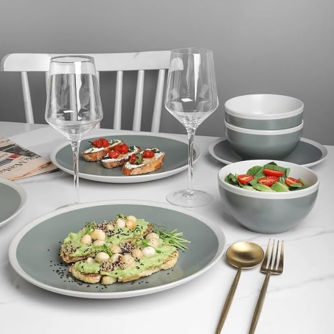16-Piece Round Dinnerware Cream Dinner Set Everyday Use Dinner Set Dishes Round Plates Tableware Sets
