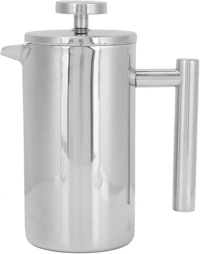 Stainless Steel French Press Coffee Maker Double Layer Insulated Coffee Pot Portable for Home Office Travel