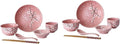 Happyyami 12-Piece Japanese Ceramic Dinnerware Set Home Tableware Creative Cutlery Kit Pink Dishwasher Safe for Single Users for Everyday Use