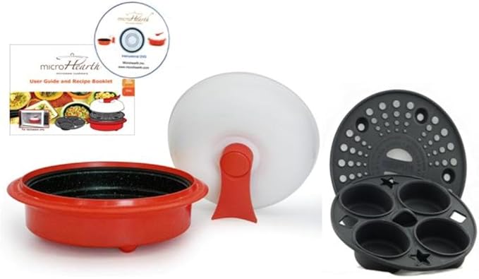 1.5-Quart Nonstick 4-piece Everyday Pan Set for Microwave Cooking Red