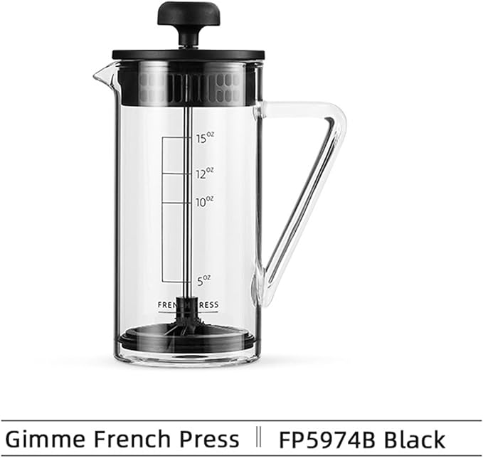 3BOMBER 15 OZ French Press Coffee Maker Clear Cold Brew Heat Resistant Durable Portable Camping Travel Coffee Pot Gifts(Black-1)