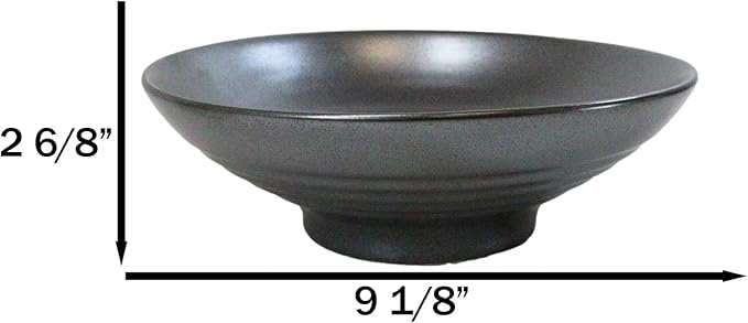 Ebros Gift Iron Black Clay Underglaze Technique Tetsu Kesho Porcelain Dinnerware Kitchen Set Asian Japanese Restaurant Supply (Pack Of 4 Large Ramen Soup Dinner Bowl 36oz)