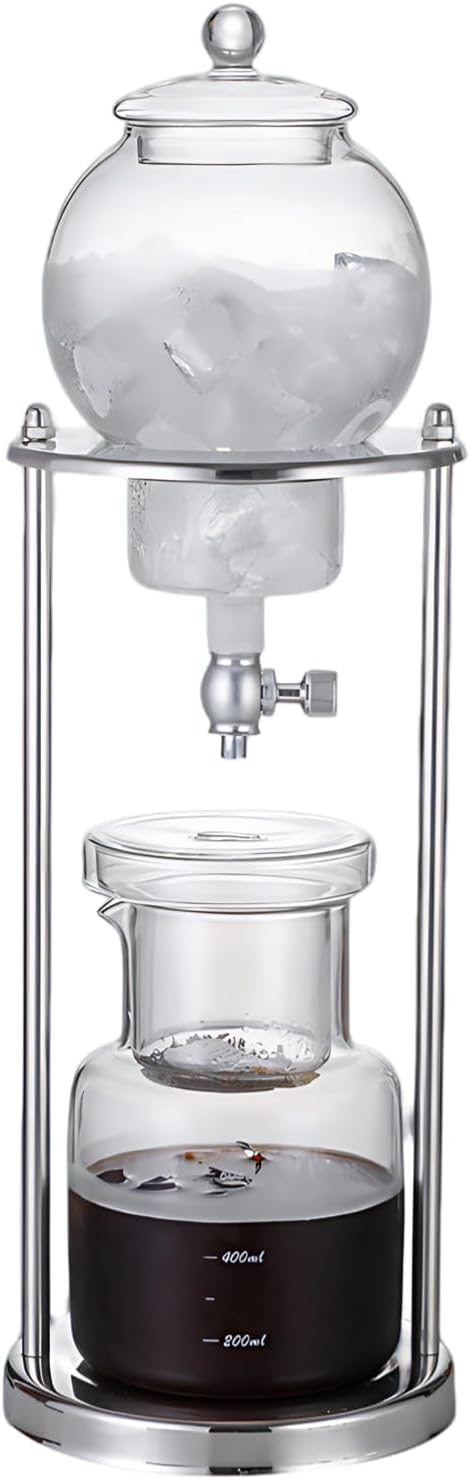 17.7 in Cold Brew Dripping Coffee Maker 600 Ml Stainless Steel and Glass Iced Tea Brewer