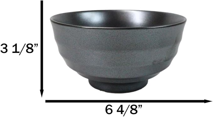 Ebros Gift Iron Black Clay Underglaze Technique Tetsu Kesho Porcelain Dinnerware Kitchen Set Asian Japanese Restaurant Supply (Pack Of 5 Medium Soup Salad Rice Bowls 24oz)