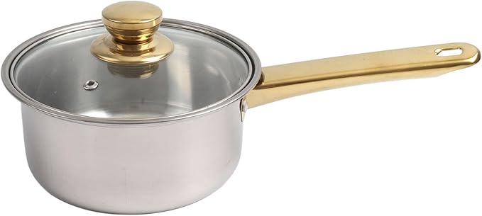Stainless Steel Pots Pans Set Ergonomic Golden Handle Multifunctional Cookware Set Cooking Pots Glass Lids Kitchen