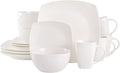 Gibson Soho Lounge Square Porcelain Chip and Scratch Resistant Dinnerware Set Service for 4 (16pc) White