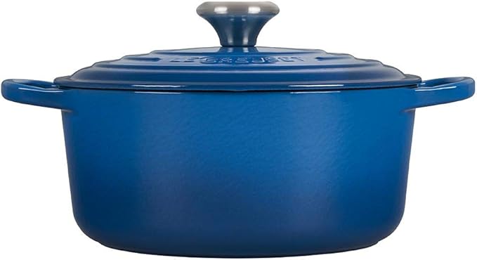 Le Creuset 8 Piece Multi-Purpose Enameled Cast Iron with SS Knobs Stoneware and Toughened Nonstick PRO Fry Pan Complete Cookware Set - Marseille