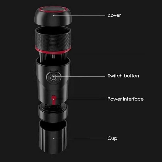 Tyenaza Coffee Maker Portable Home Car Dual Use Self Heating Coffee Maker for Outdoor Travel USB/Cigarette Lighter for Kitchen Office Coffee Shop