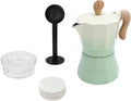 JTLB Italian Coffee Maker 150ml Single Valve Coffee Pot with Coffee Distributor Spoon Paper Filter 3 Cups (Gradient Green)