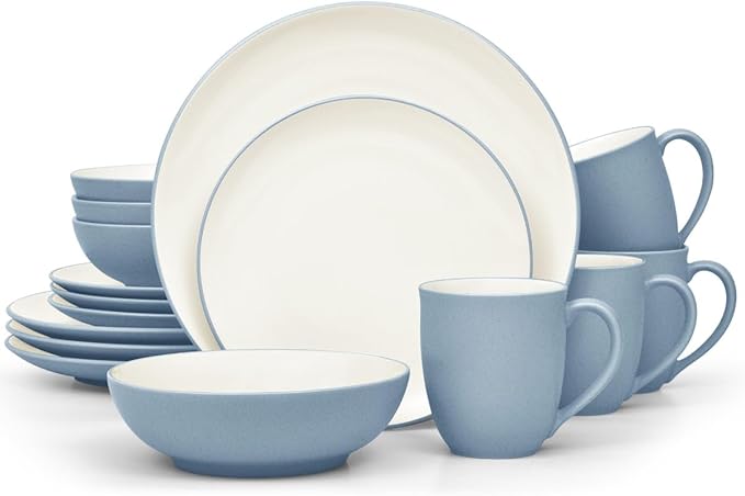 Noritake Colorwave Ice 16-Piece Coupe Set Service for 4 in Blue/Ice