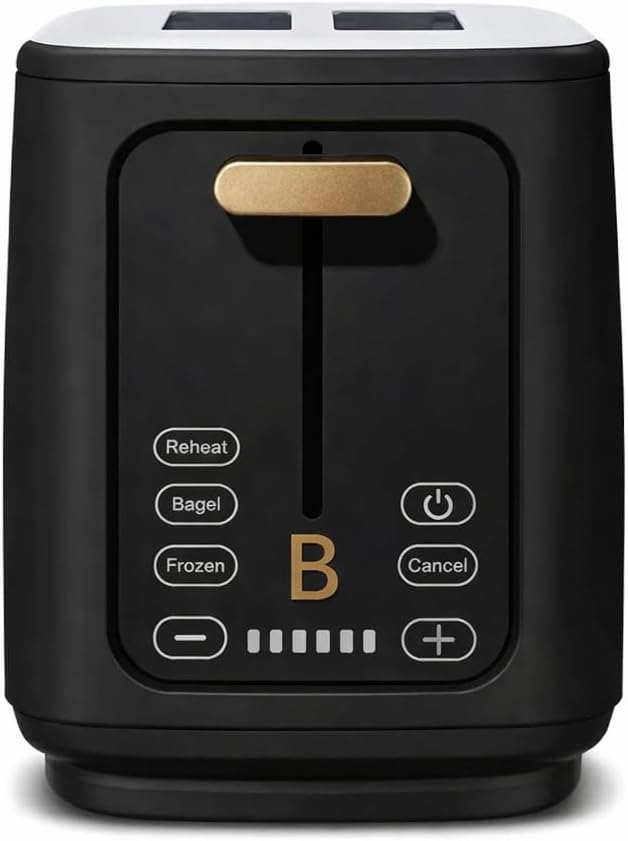 Premium 2 Smart 2-Slice Toaster with Touch-Activated Display Stainless Steel Digital Toaster with 1.5 Extra Wide Slots 7 Shade Settings Countdown Timer Bagel &amp Frozen Presets (Black)