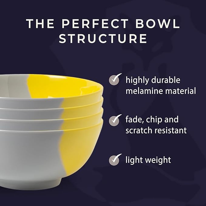 Melamine Serving bowls | Extra Durable Melamine Pasta Salad Bowl | Shatter-Proof and Chip-Resistant | Dishwasher Safe BPA Free | Lightweight Dinnerware Set of 4 | Perfect for Parties Picnics BBQ