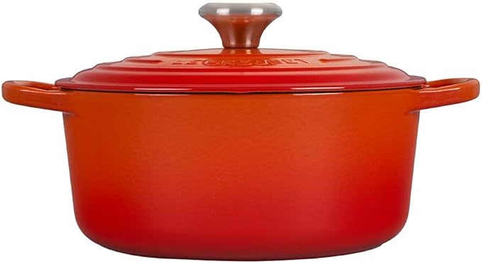 Le Creuset 8 Piece Multi-Purpose Enameled Cast Iron with SS Knobs Stoneware and Toughened Nonstick PRO Fry Pan Complete Cookware Set - Flame