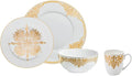 Godinger Dinnerware with Salad/Dessert Plate Dinner Plate Coffee Mug and Bowl Porcelain 20th Century Baroque 16 Piece Set White