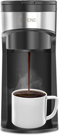 SIFENE Mini Single Serve Drip Coffee Maker – 2-in-1 Portable Machine for K-Pods &amp Grounds. Fast Brew Easy Clean Auto Shut-Off Water Window Descaling Reminder. BLACK