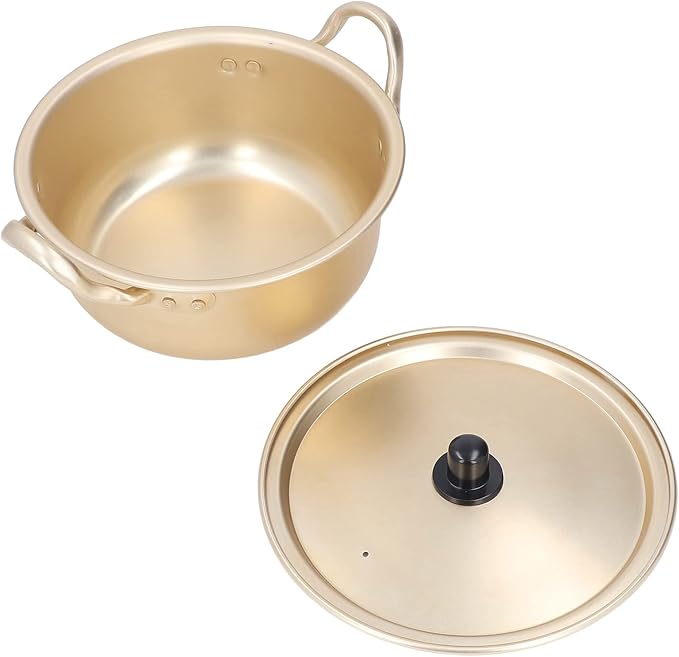 Korean Ramen Pot Korean Ramen Noodle Cooking Pot With Lid Portable Lightweight Ramen Pan with Handle Fast Heating Korean Cookware for Making Ramen Curry Rice Kimchi Soup